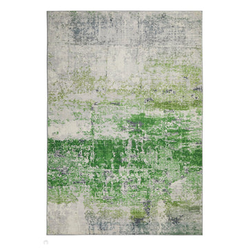 Lux Washable LUX08 Modern Abstract Distressed Soft-Touch Smooth Lightweight Faux Rabbit Fur Printed Polyester Low Profile Short Pile Ivory Soft Grey/Leaf Green/Lime Green/Charcoal Rug-Concept Looms-Rug Love - The Most Loved Rug Store